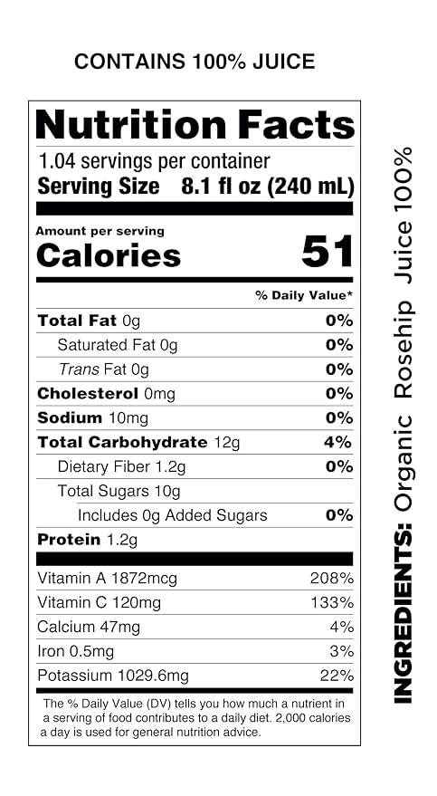 Pomona Organic Juices Pure Rosehip Juice, 8.4 Ounce Bottle (Pack of 12), Cold Pressed Organic