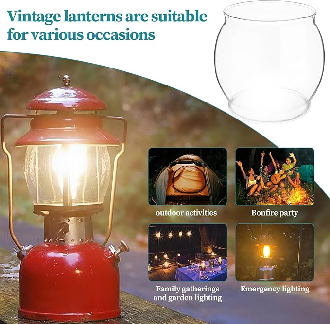 Lantern Glass Globe Replacement, Compatible with Coleman 200A/B &R690B051,Fits Kamplite, JC