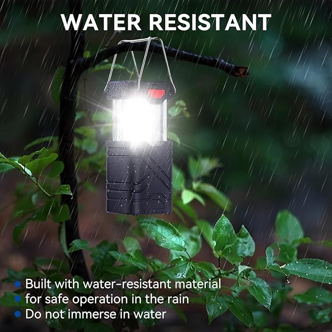LETMY 4 Pack Camping Lantern, Rechargeable LED Lanterns, Solar Lantern Battery Powered Hurricane