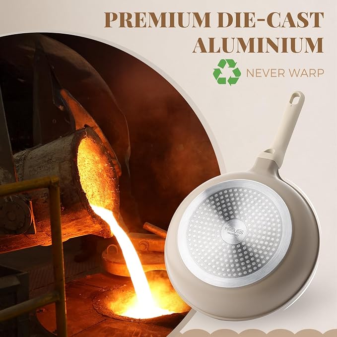 PRICUSIS Nonstick Frying Pan with Lid, Healthy Skillet, Egg Pan Nonstick Omelet Pan Chef's Pan