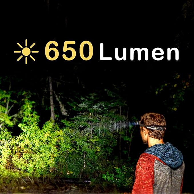 Everbeam H6 Pro LED Head Torch Headlamp, Motion Sensor Control, 650 Lumen Bright 20 Hours Runtime