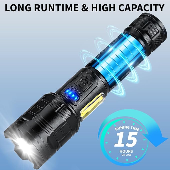 Rechargeable LED Flashlights High Lumens, 99,000 Lumen Super Bright Flashlight with 7 Modes &