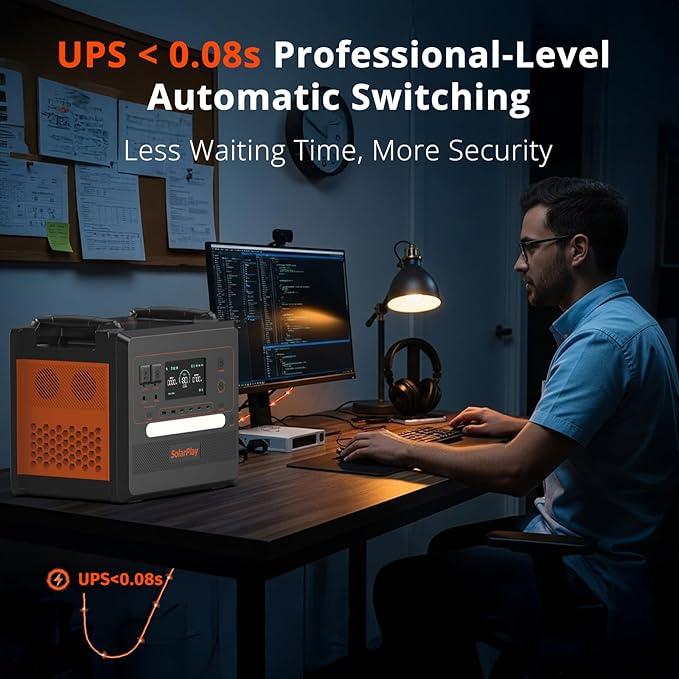 SolarPlay 2500W Portable Power Station 2304Wh(Peak 4800W), Power Station 1.5Hrs Fast Charging LFP