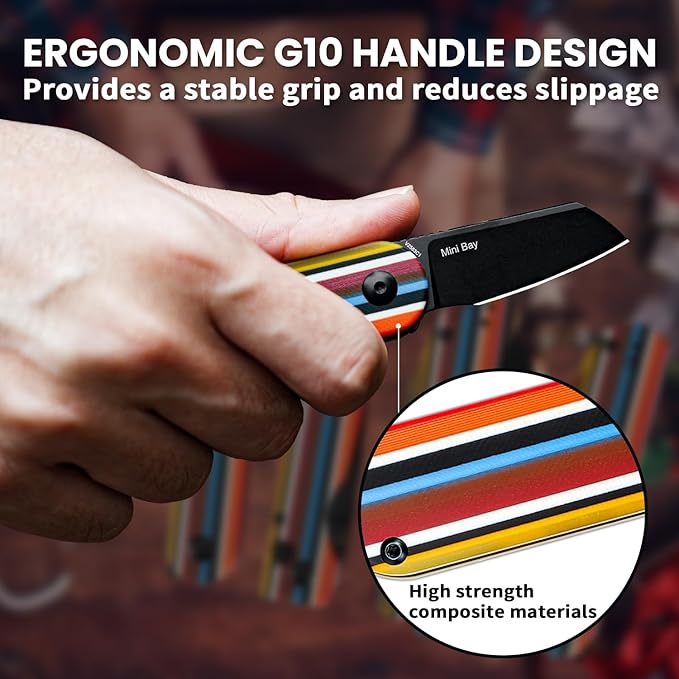 Kizer Serape Series Mini Bay Pocket Knife, 1.9 Inches 154CM Steel Blade EDC Knife, G10 Handle Small