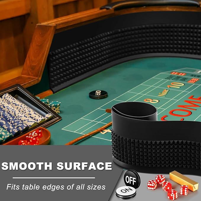 Leyndo Craps Tabletop Game Set, Includes 48"x11" Rubber Craps Diamond Pyramid Bumper, Casino Grade