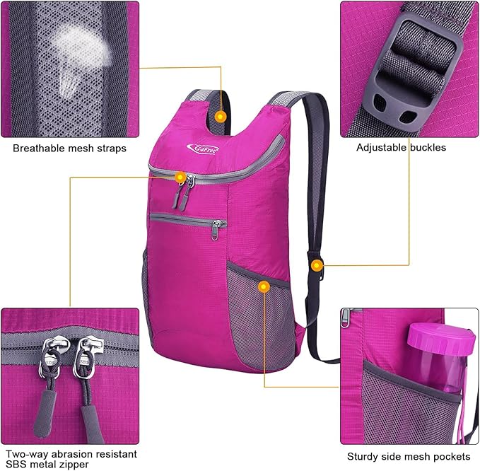 G4Free Lightweight Packable Hiking Backpack for Men Women Small Hiking Daypacks Foldable Shoulder