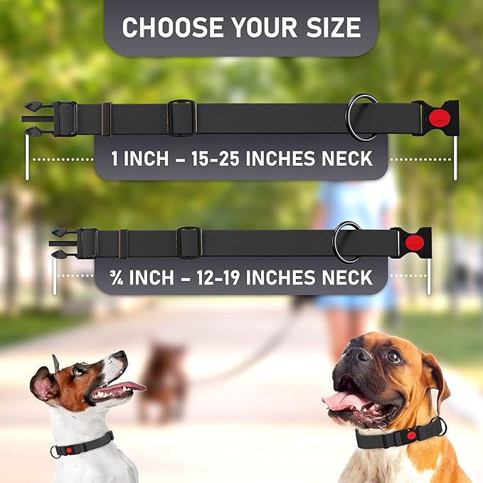 Adjustable Dog Collar with QR Code Dog Tag ID Attached - Made in USA - Honeycomb Waterproof Heavy