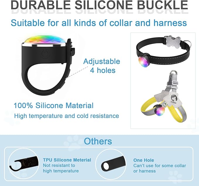 Tubasion 2-Pack Rechargeable Dog Collar Light, 2025 Best 7 Color Changing Light for Dog Collar with