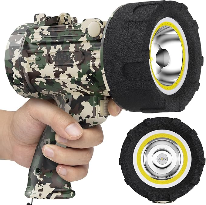 BUYSIGHT Rechargeable Spotlight Flashligh, 1000000 Lumen Hand held Spotlight Waterproof Flashlight