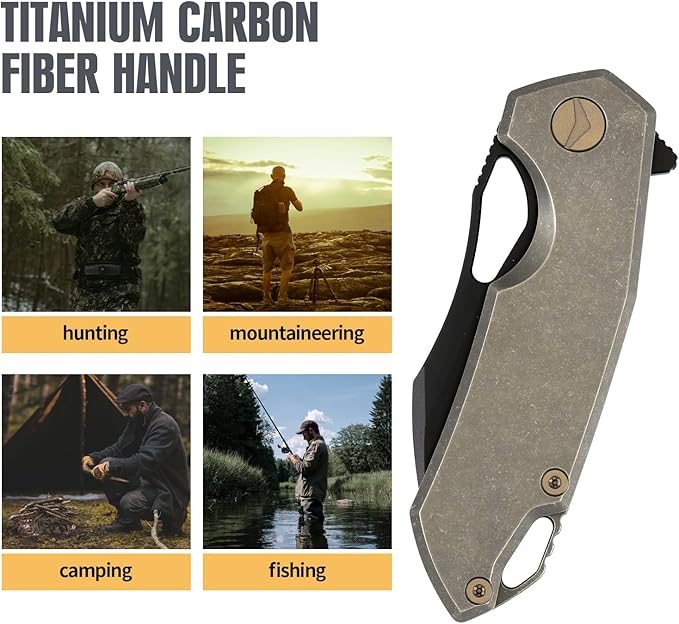 Folding Knife pocket knife EDC Knife With Clip Survival knife Camping knife - M390 Steel Titanium