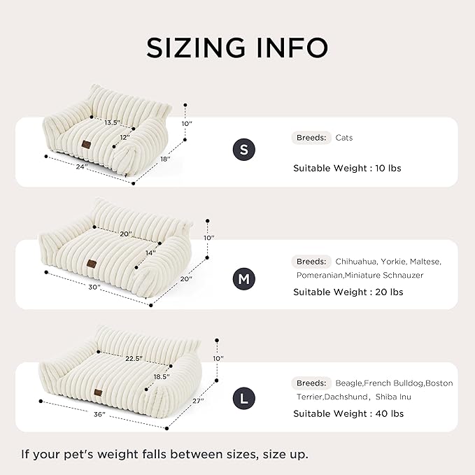 Bedsure Cute Cat Couch for Pets - Fluffy Cat beds with Premium Soft Corduroy Fleece, Fuzzy Cats