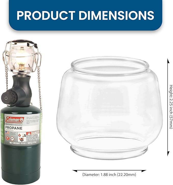 AMERICAN MANTLE Lantern Globe – Clear Borosilicate Glass Replacement for CLMN Lanterns 1.88" W x