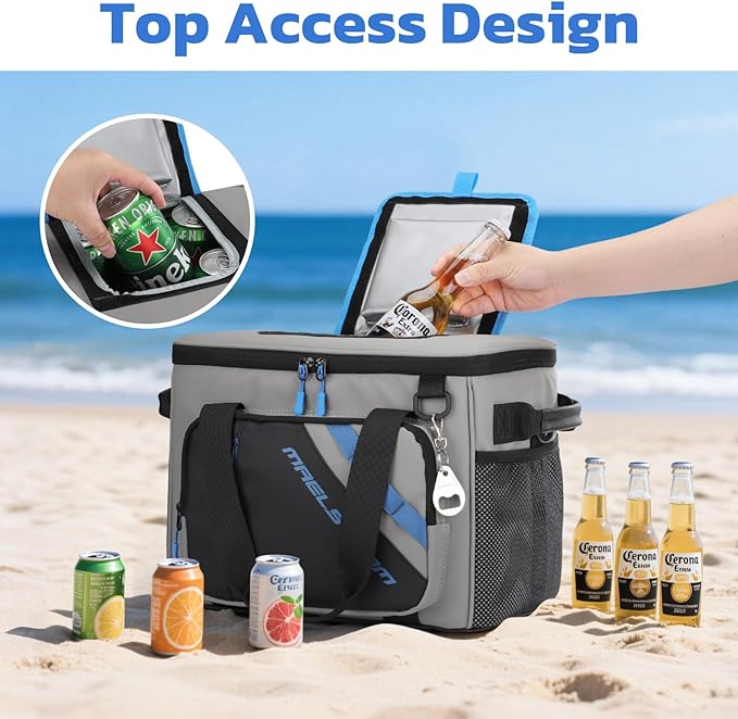 Maelstrom Cooler Bag, 30 Cans Beach Cooler, Large Leakproof Insulated Soft Cooler with Bottle