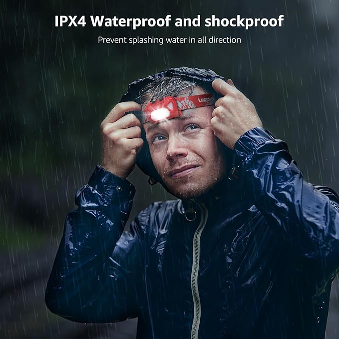 Lepro 320014 LED Rechargeable Headlamp, 2 Pack Head Lamp with 6 Modes for Camping & Hiking Gear