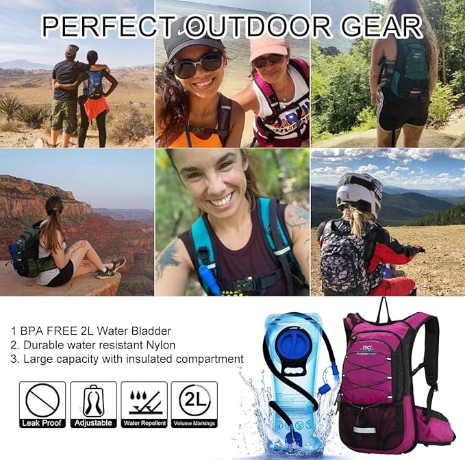 15L Insulated Hydration Backpack Pack with 2L Water Bladder Lightweight Hiking Backpack Bag for