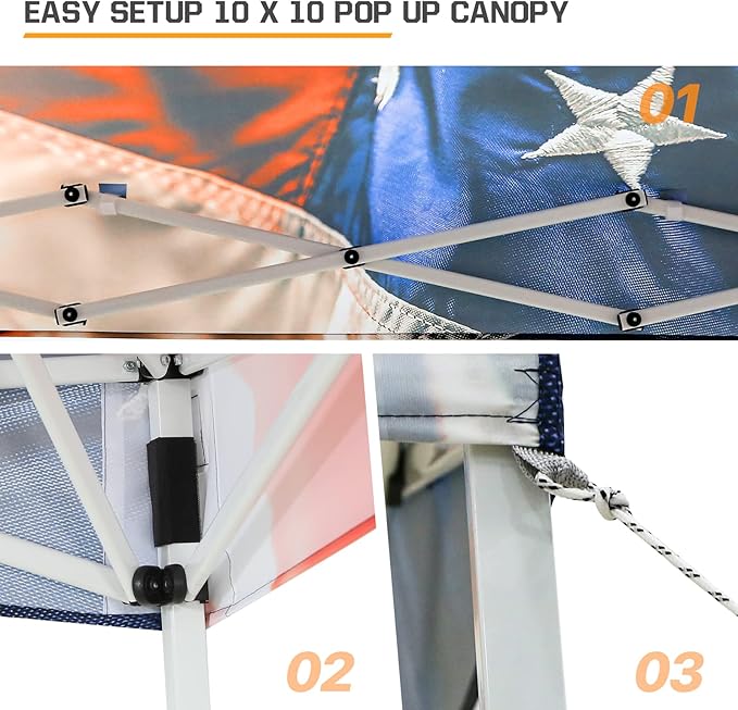 EAGLE PEAK 10x10 Slant Leg Pop-up Canopy Tent Easy One Person Setup Instant Outdoor Beach Canopy