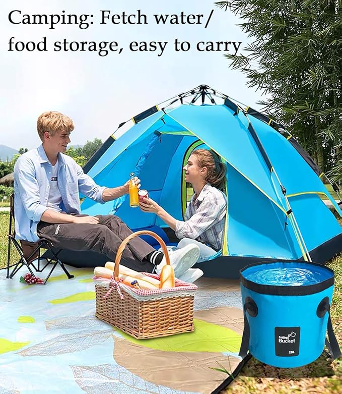 Sunglow Collapsible 3 Gallon Multifunctional Portable Fishing Bucket - Wash Basin Folding Bucket