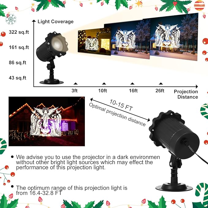 Treela Nativity Projector Lights Outdoor Indoor Dynamic Christmas Christian Decoration Outside LED