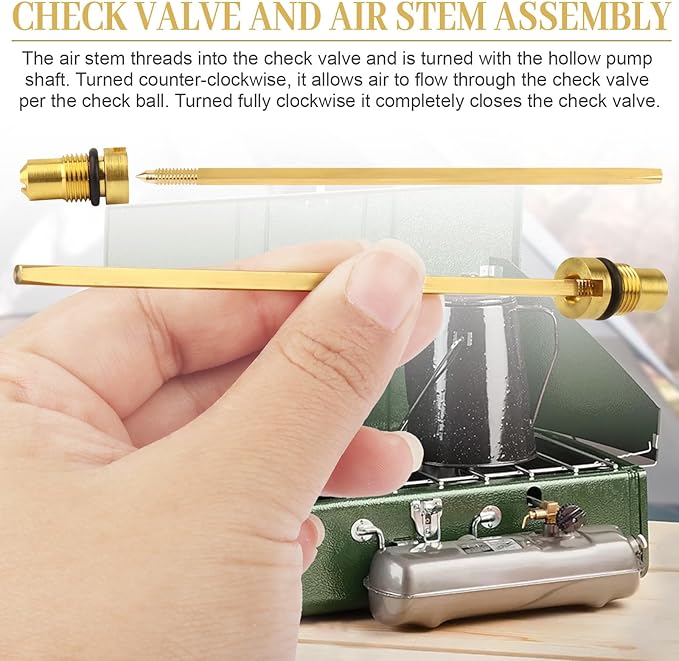 Check Valve and Air Stem Assembly Compatible with Coleman Stove Valve Part for Fuel Lantern or