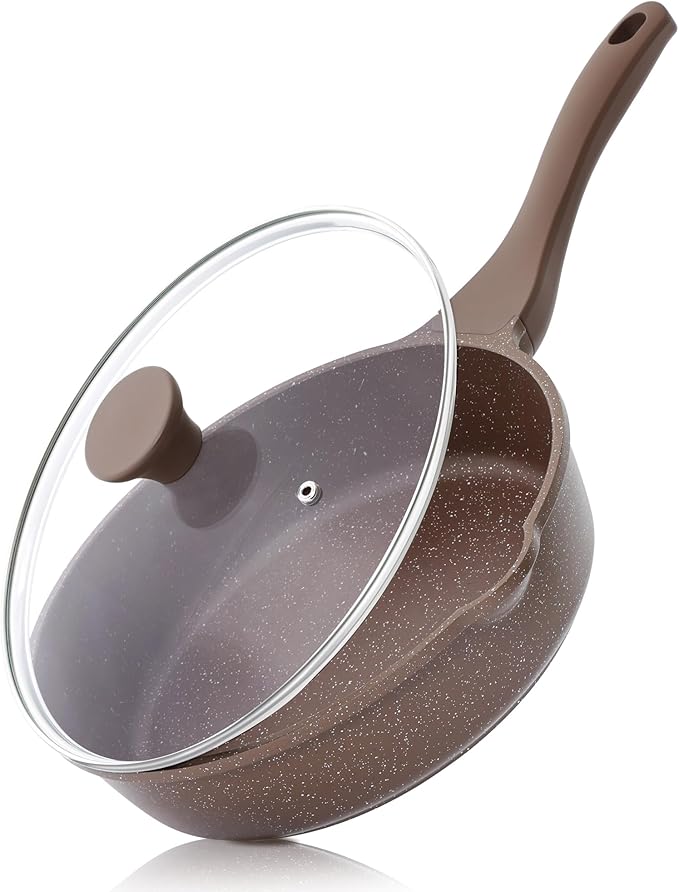 SENSARTE Nonstick Deep Frying Pan Skillet, 10-inch Saute Pan with Lid, Stay-Cool Handle, Cooking