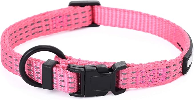 Mile High Life Dog Collar, Nylon Reflective Dog Collars w Pull D-Ring, Light Weight Adjustable