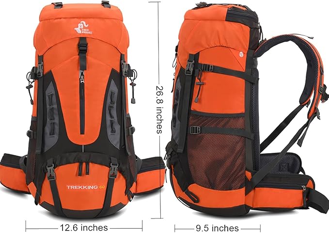 Bseash 60L Hiking Camping Backpack with Rain Cover, Waterproof Large Capacity Outdoor Sport Travel