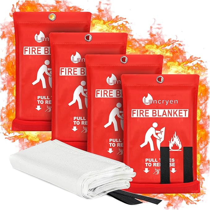 Lancryen 2025 Emergency Fire Blanket, Fire Extinguisher Blanket, Fire Suppression Fabric Flame
