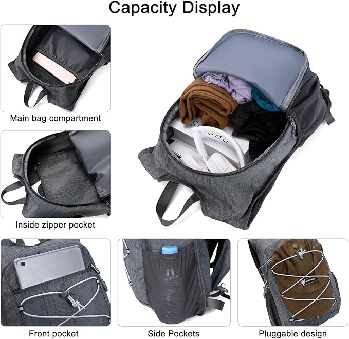 BOVIP 20L Hiking Backpack Lightweight Packable Hiking Daypack Small Travel Outdoor Foldable