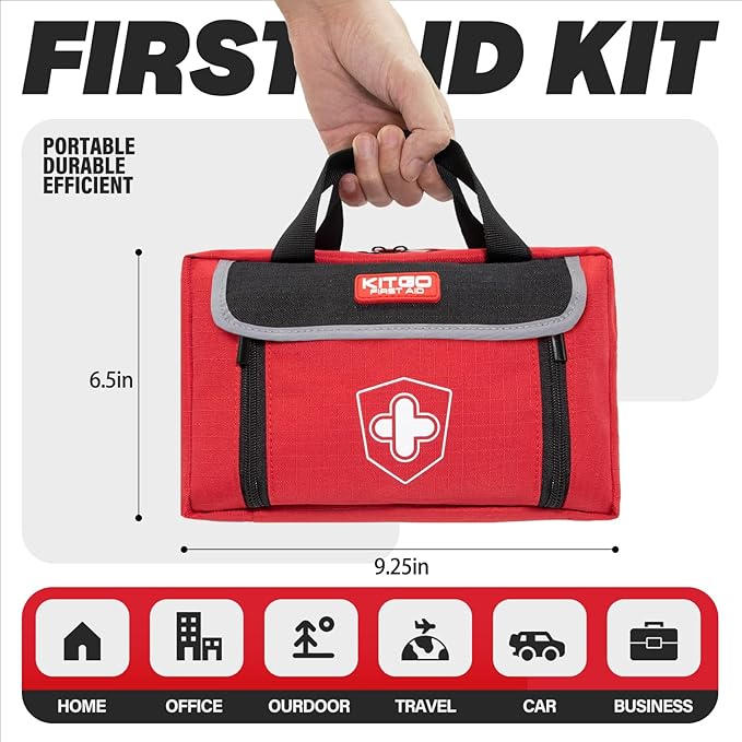First Aid Kit - Waterproof Compact Small Emergency Medical Trauma Kit for Home, Travel, Camping