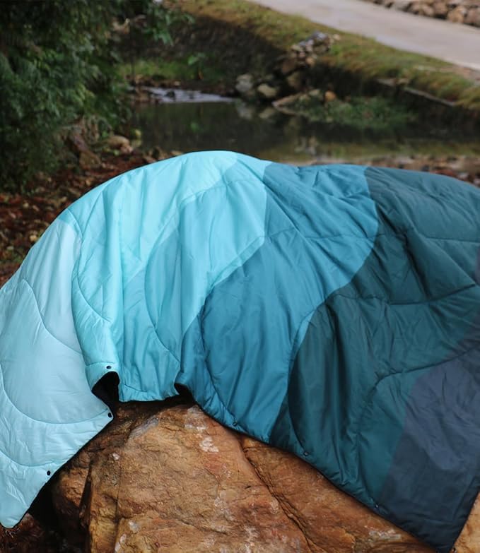 Outdoor Puffy Camping Blanket, Lightweight Down Alternative Puffy Waterproof Stadium Blanket with