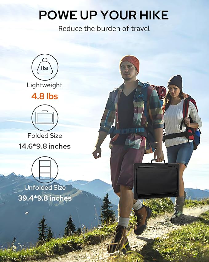 60W Portable Solar Panels, Foldable Solar Panel Charger for Portable Power Station(Under 500W)
