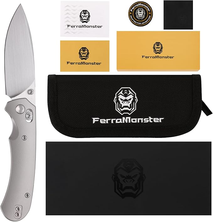 Folding Pocket Knife,3.31” M390 Blade,Erogonomic Titanium Handle,Hunting Survival Knife,EDC Knife