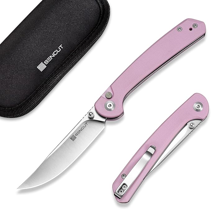 SENCUT Skelfin Pocket Knife for EDC, Folding Knife with 3.3'' Blade & G10 Handle, for Camping