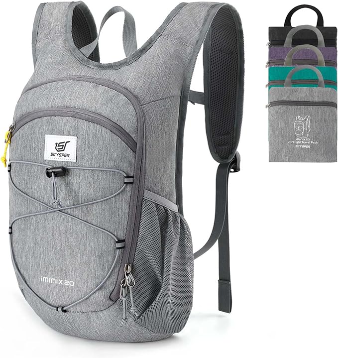 SKYSPER 15L/20L Foldable Hiking Backpack Lightweight Packable Travel Daypack with Chest Strap Small