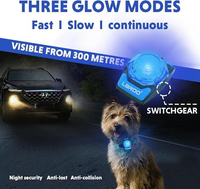 LaRoo Dog Lights for Night Walking,USB-C Rechargeable Dog Lights，Only 13g for Small Dogs, 3 Modes