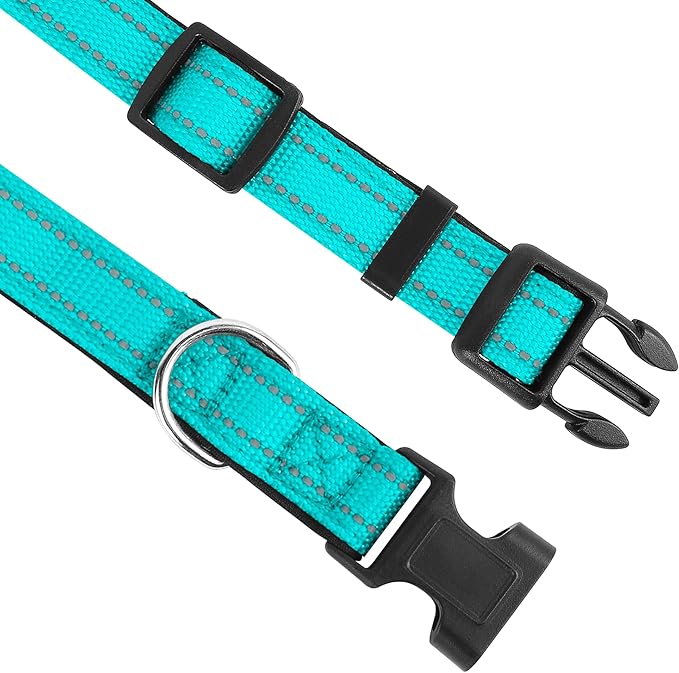 Reflective Dog Collar, Adjustable Soft Neoprene Padded Nylon Pet Collars with Buckle for Puppy and