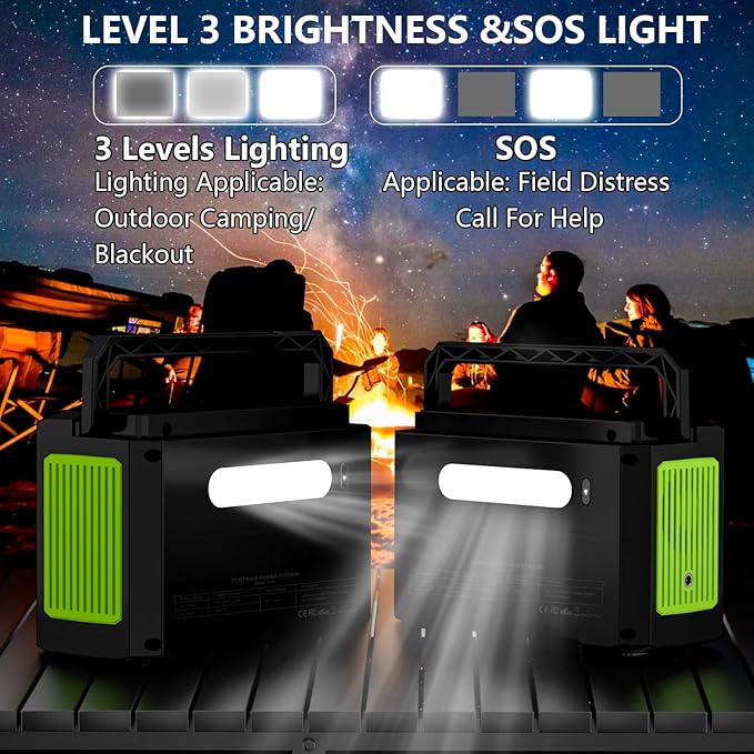 Portable Power Station 200W (400W Peak),118Wh solar power station with 110V/200W AC Outlet,32000mAh