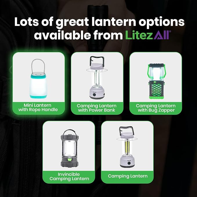 LitezAll Mini Lantern with Rope Handle, 360 Degree Light, Ideal for Camping Lights & Lanterns, LED