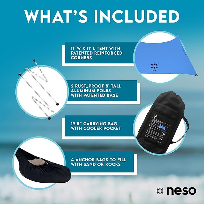 Neso Gigante - Portable Beach Tent - Ideal to Enjoy with Family and Friends - UPF 50+