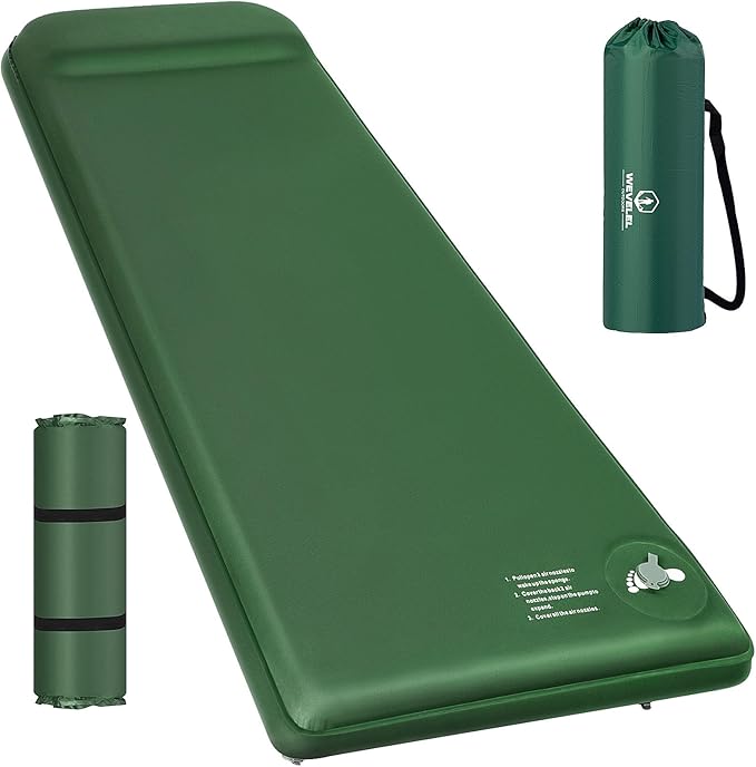 Memory Sleeping Pad, 3.1" Ultra-Thick Foam Sleeping Mats for Camping, Easy Inflate&Deflate,9.5