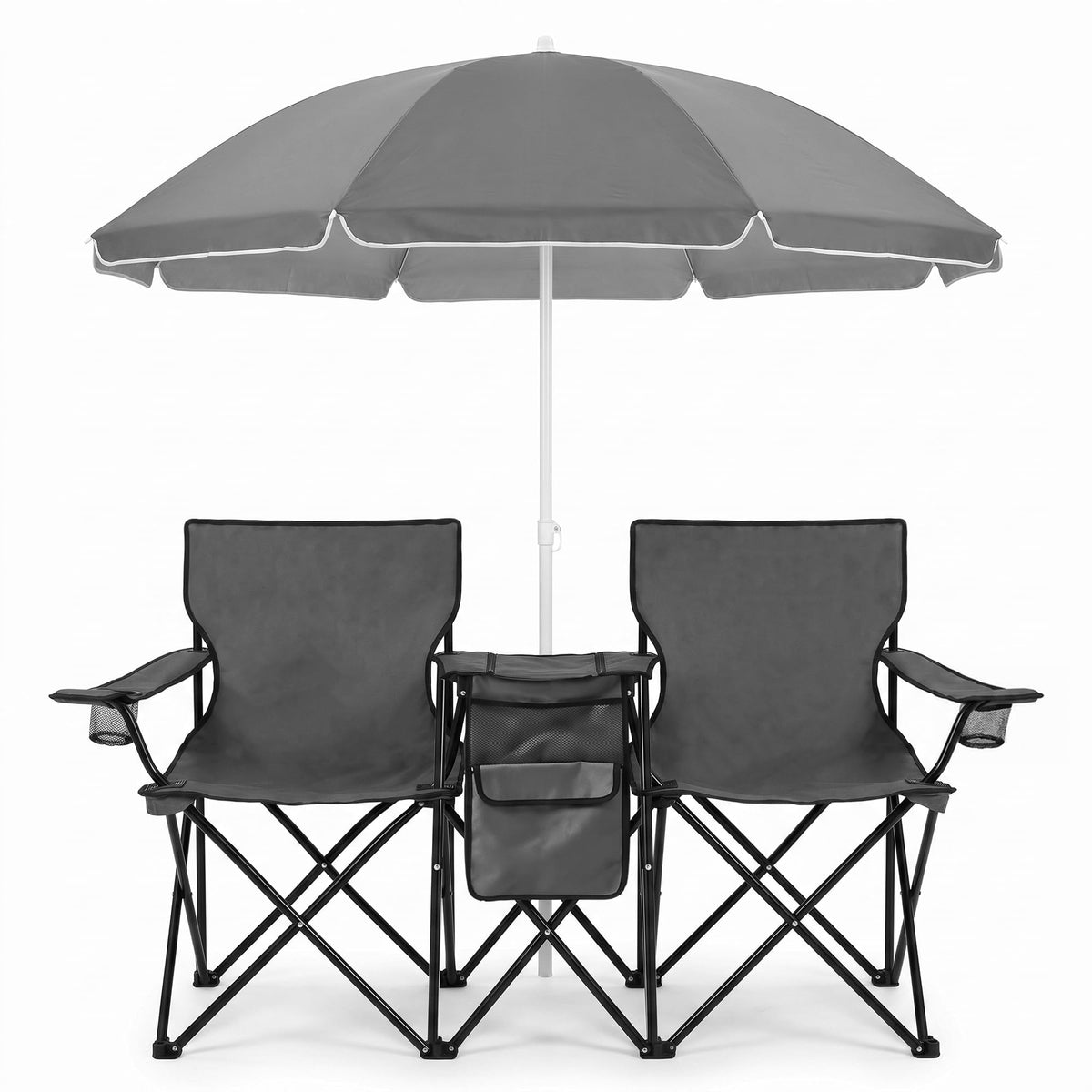 DOALBUN Folding Double Camping Chair with Umbrella Portable Picnic Chair