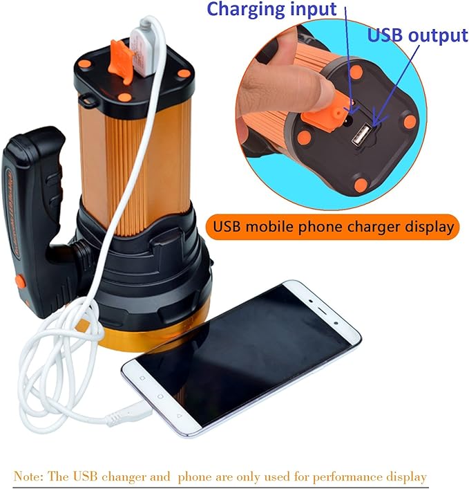 Heavy Duty Flashlight ??Bright Rechargeable Searchlight with 2 Modes ??Led Spotlight Handle ??Easy