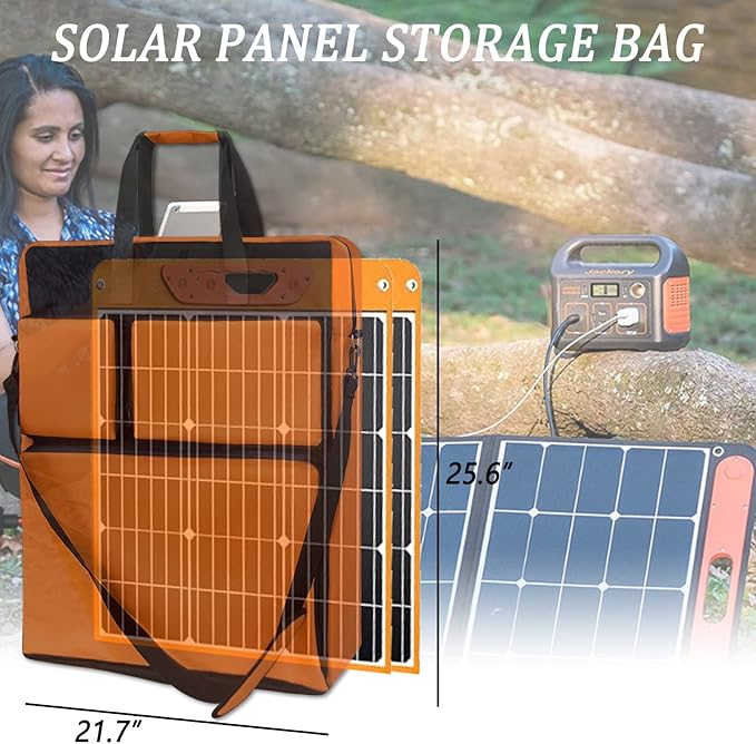 Padded Utility Solar Panel Bag,for Jackery 100 watt Solar Panel,Double Layer Design, Can Hold 2