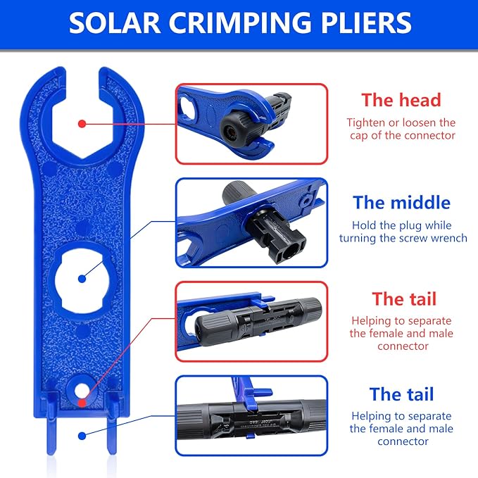 Solar Panel Connector, 60PCS Solar Crimper Tool Kit for Connecting Solar Panel Cable Wire, Solar