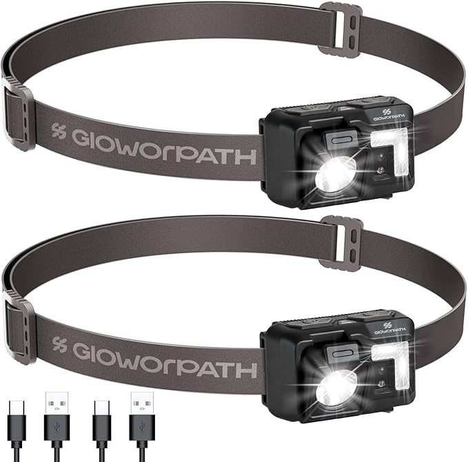 Mini Rechargeable Headlamp Flashlight,Super Bright LED,Sensor Control, 5 Light Settings, IPX5