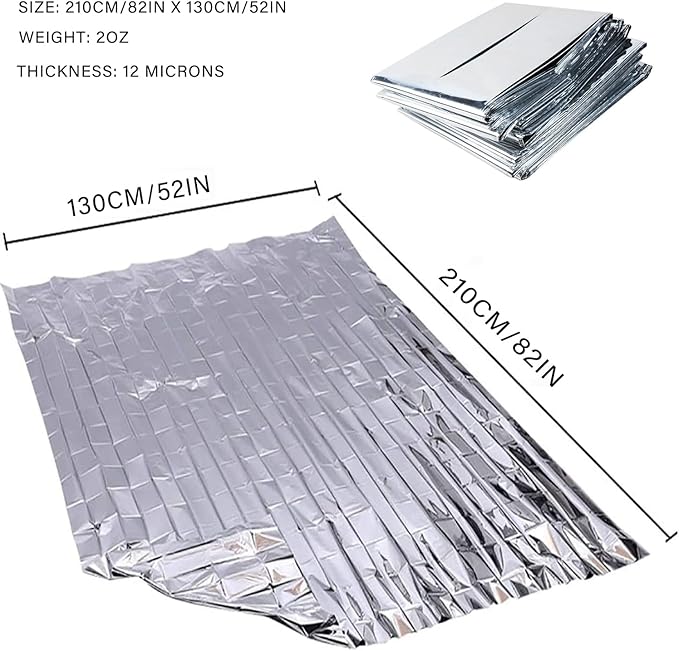 Emergency Foil Blanket (Pack of 100), Survival Thermal Mylar Blankets Individually Packaged Perfect