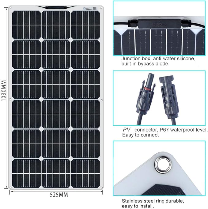 XINPUGUANG Flexible Solar Panel 100W 12V Monocrystalline 500W Solar Kit 50A Charge Controller
