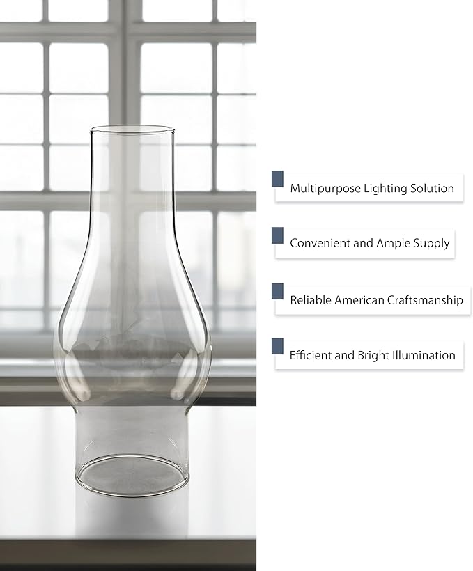 Light of Mine: 2.125" X 6.5" Oil Lamp Replacement Chimney - Clear Smooth Top Borosilicate Chimney