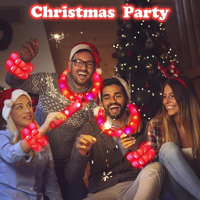 12 PCS Red Glow Sticks Party Favors for Kids, LED Light Up Necklaces Bracelets Accessories for