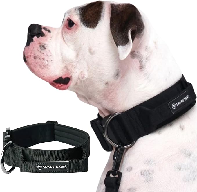 Spark Paws Tactical Dog Collar - Heavy Duty, Premium Quality, Thick and Durable for Large and